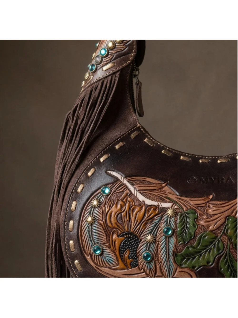 Sierra Grove Handtooled Leather Bag in Deep Espresso